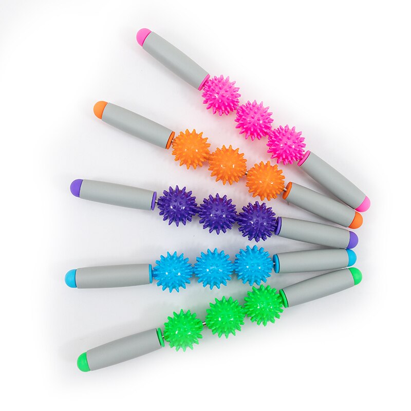 3 PVC Spiky Balls Gym Muscle Massage Roller Yoga Stick Arm Back Shoulder Body Roller Relax Tool For Fitness Sports Muscle Ache