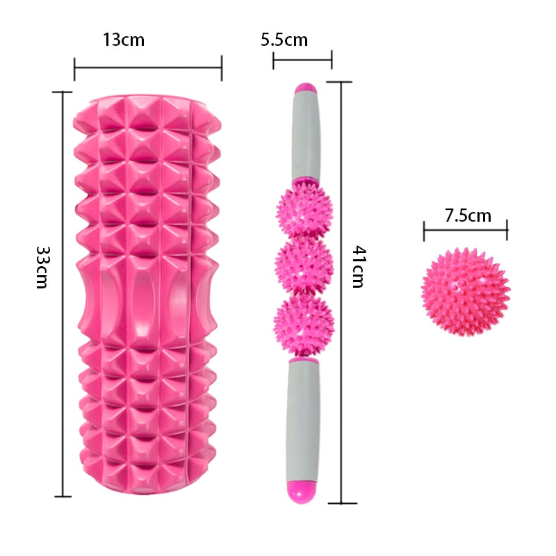 Gym Fitness Pilates Foam Roller Blocks Trainer Suit Yoga Column Massage Relax Ball Stick For Back Waist Arm Leg Foot Massage
