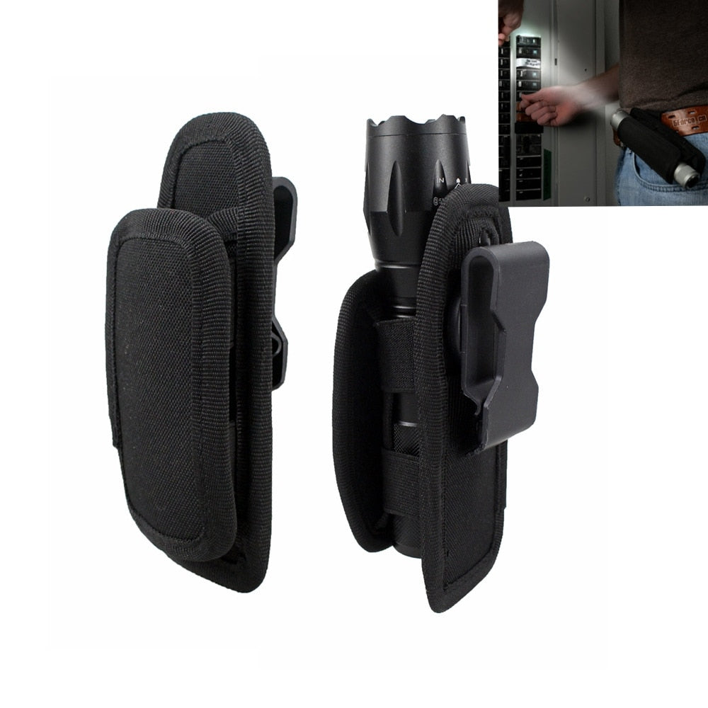 Molle Tactical Flashlight Holster Military 360 Degree Rotating Portable Flashlight Pouch Outdoor Camping Hunting Accessories