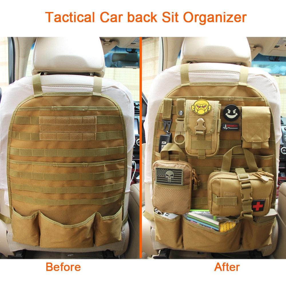 Tactical Car Seat Mobll Back Bag Multi-function Portable Car Seat Storage Bag Outdoor Self-driving Travel Seat Accessories Bag